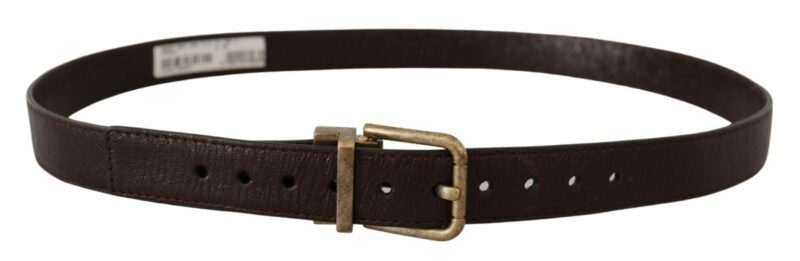 Dolce & Gabbana Elegant Leather Belt with Engraved Buckle - Image 3