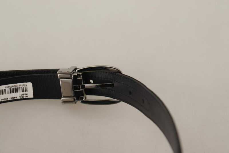 Dolce & Gabbana Elegant Silk Leather Belt with Logo Buckle - Image 4