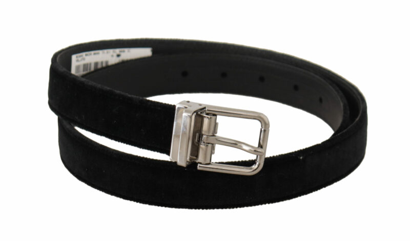 Dolce & Gabbana Elegant Black Velvet Designer Belt - Image 2