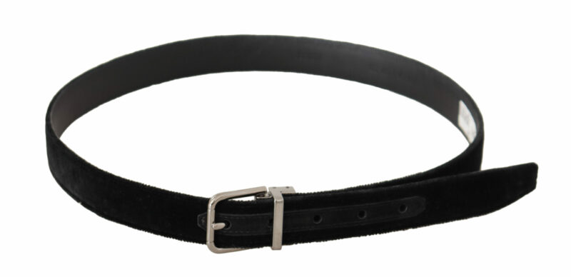 Dolce & Gabbana Elegant Black Velvet Designer Belt - Image 3