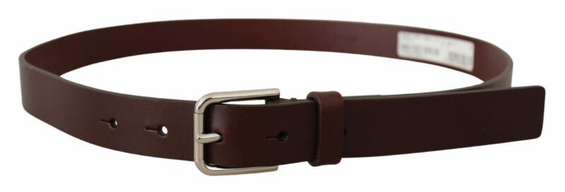 Dolce & Gabbana Maroon Luxe Leather Belt with Metal Buckle - Image 3