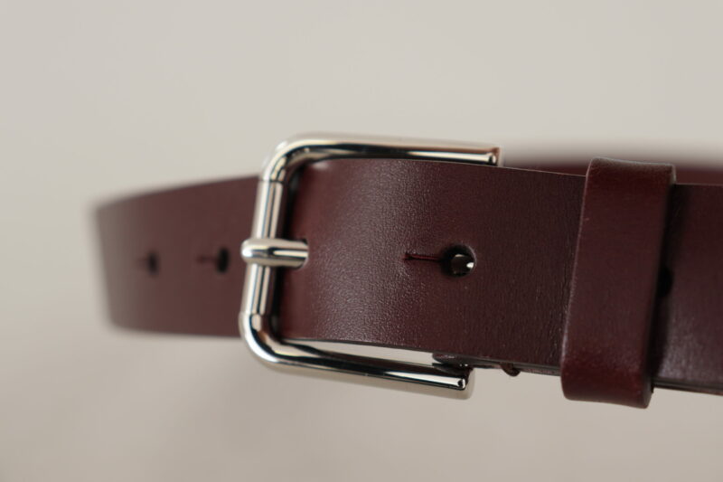 Dolce & Gabbana Maroon Luxe Leather Belt with Metal Buckle - Image 5