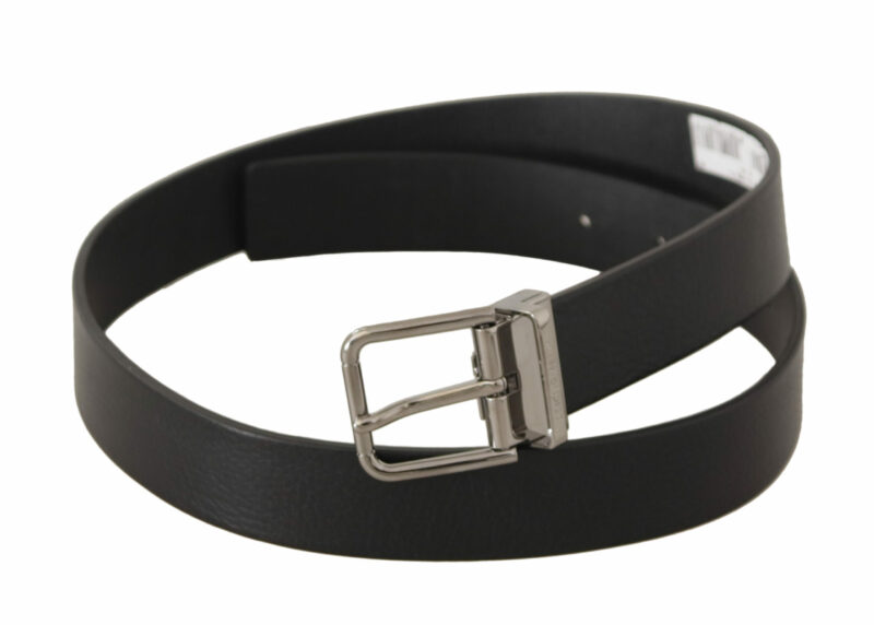 Dolce & Gabbana Elegant Black Leather Belt with Metal Buckle - Image 2