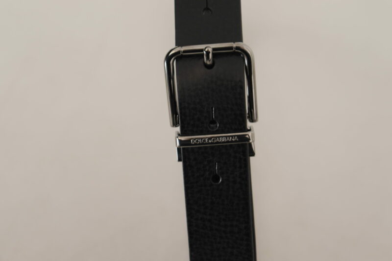 Dolce & Gabbana Elegant Black Leather Belt with Metal Buckle - Image 3