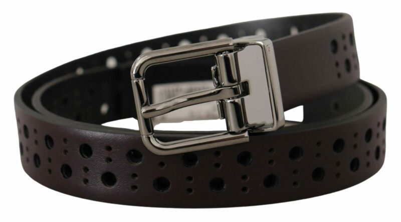 Dolce & Gabbana Elegant Dark Purple Leather Belt - Image 2