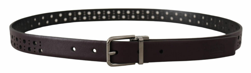 Dolce & Gabbana Elegant Dark Purple Leather Belt - Image 3