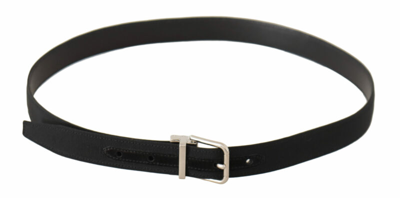 Dolce & Gabbana Elegant Black Canvas and Leather Belt - Image 2