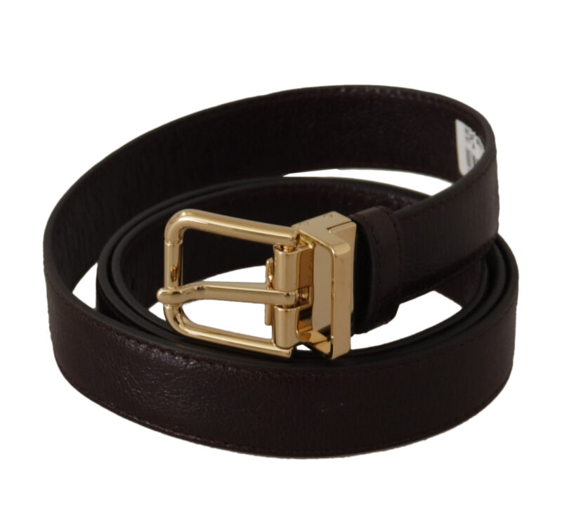Dolce & Gabbana Elegant Leather Belt with Metal Buckle - Image 2