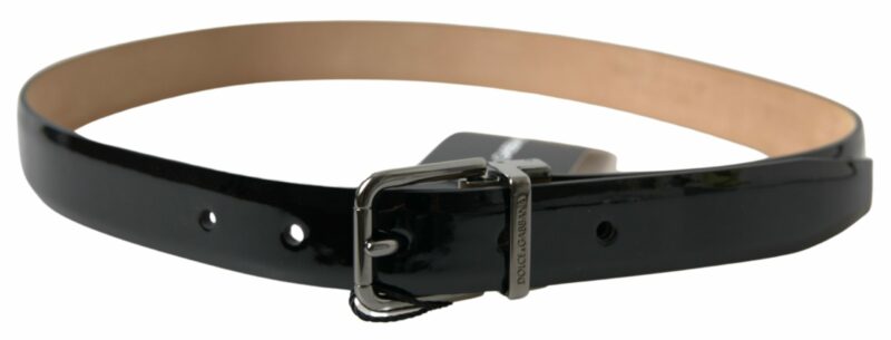 Dolce & Gabbana Elegant Black Leather Belt with Metal Buckle - Image 3