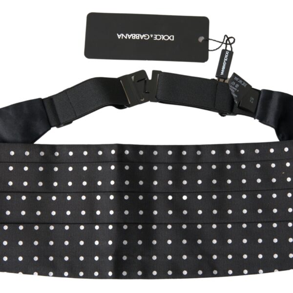 Dolce & Gabbana Elegant Silk Black & White Polka Dot Cummerbund