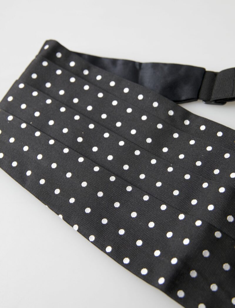 Dolce & Gabbana Elegant Silk Black & White Polka Dot Cummerbund - Image 2