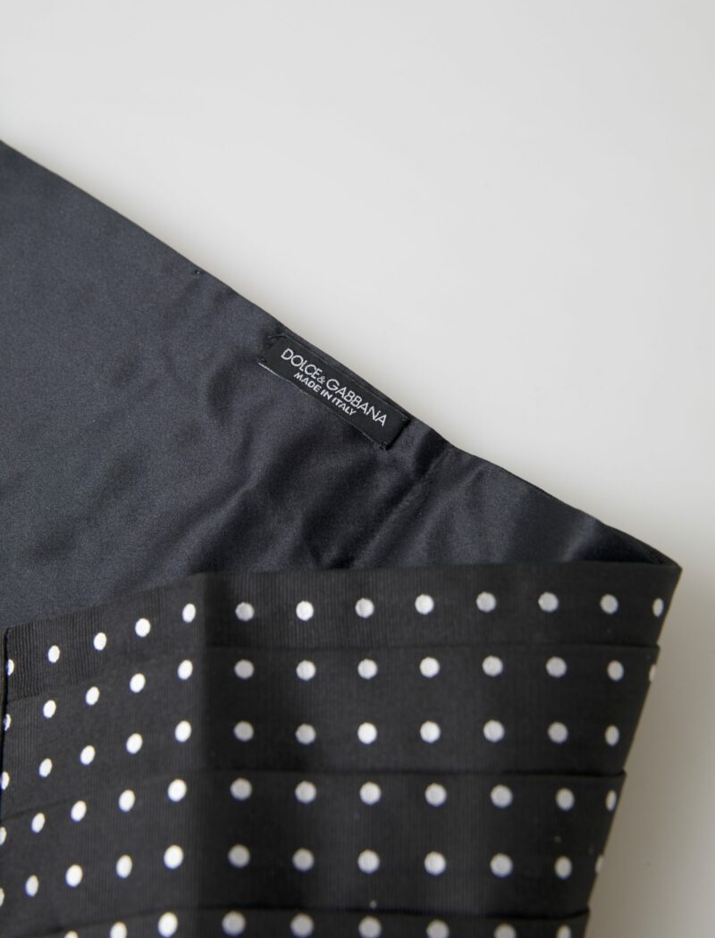 Dolce & Gabbana Elegant Silk Black & White Polka Dot Cummerbund - Image 4