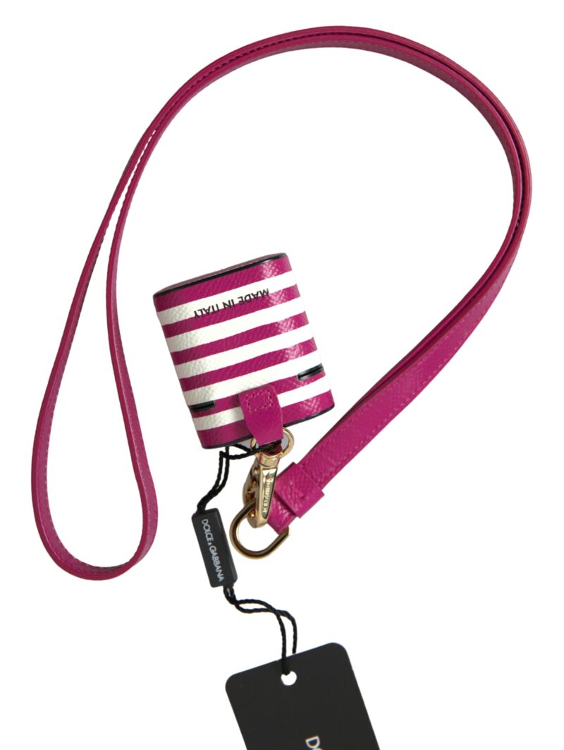 Dolce & Gabbana Chic Fuchsia Leather Airpods Case - Image 2