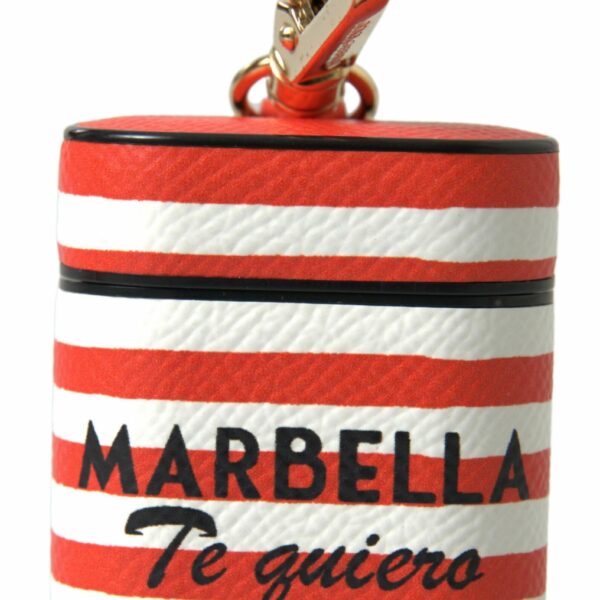 Dolce & Gabbana Chic Orange Striped Leather Airpods Case