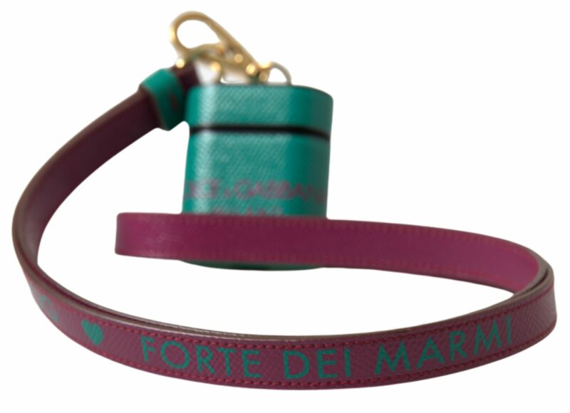 Dolce & Gabbana Elegant Leather Airpods Case in Green and Maroon - Image 3
