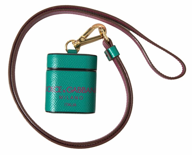 Dolce & Gabbana Elegant Leather Airpods Case in Green and Maroon - Image 6