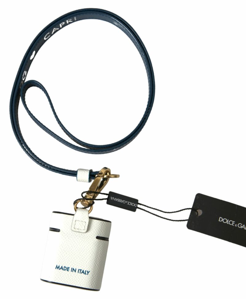 Dolce & Gabbana Elegant Leather Airpods Case in White & Blue - Image 3