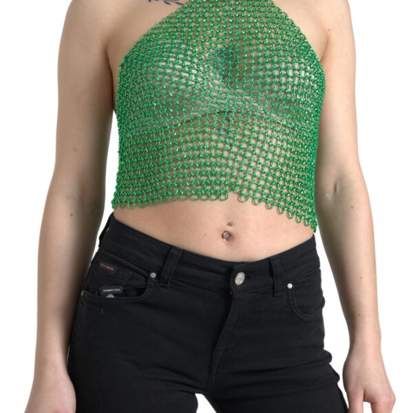 Dolce & Gabbana Emerald Halter Cropped Tank Top