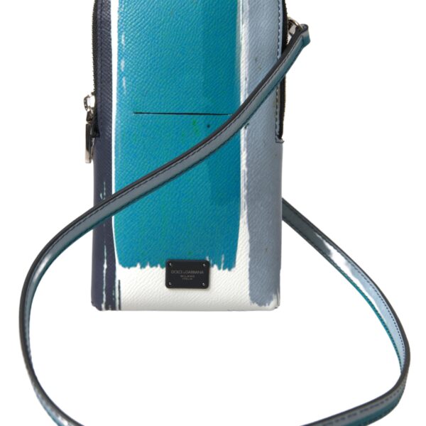 Dolce & Gabbana Elegant Leather Crossbody Phone Bag in Blue & White