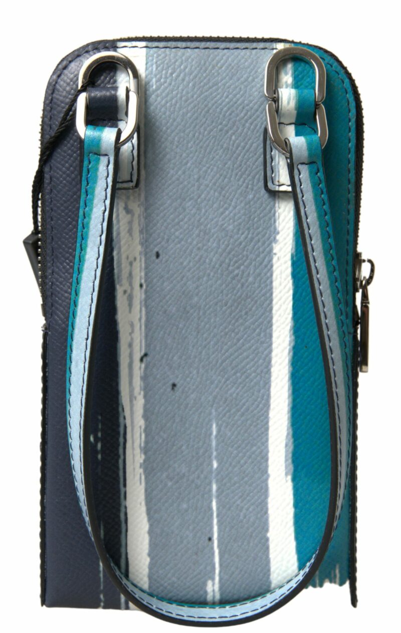 Dolce & Gabbana Elegant Leather Crossbody Phone Bag in Blue & White - Image 4