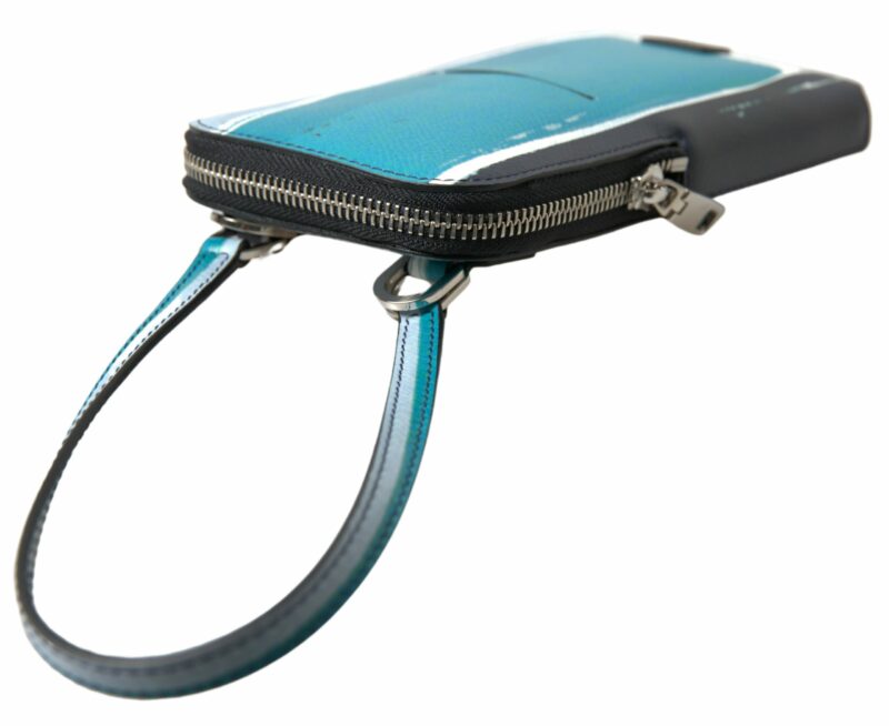 Dolce & Gabbana Elegant Leather Crossbody Phone Bag in Blue & White - Image 7