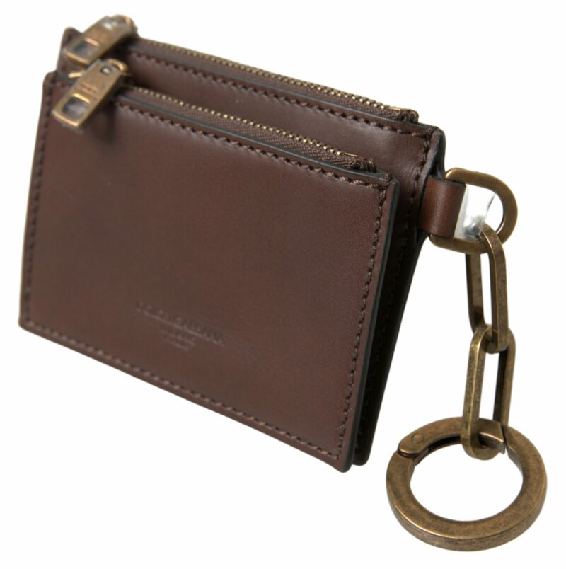 Dolce & Gabbana Elegant Brown Leather Coin Purse Wallet - Image 2