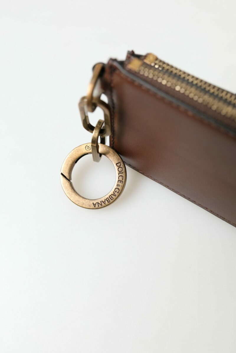 Dolce & Gabbana Elegant Brown Leather Coin Purse Wallet - Image 4