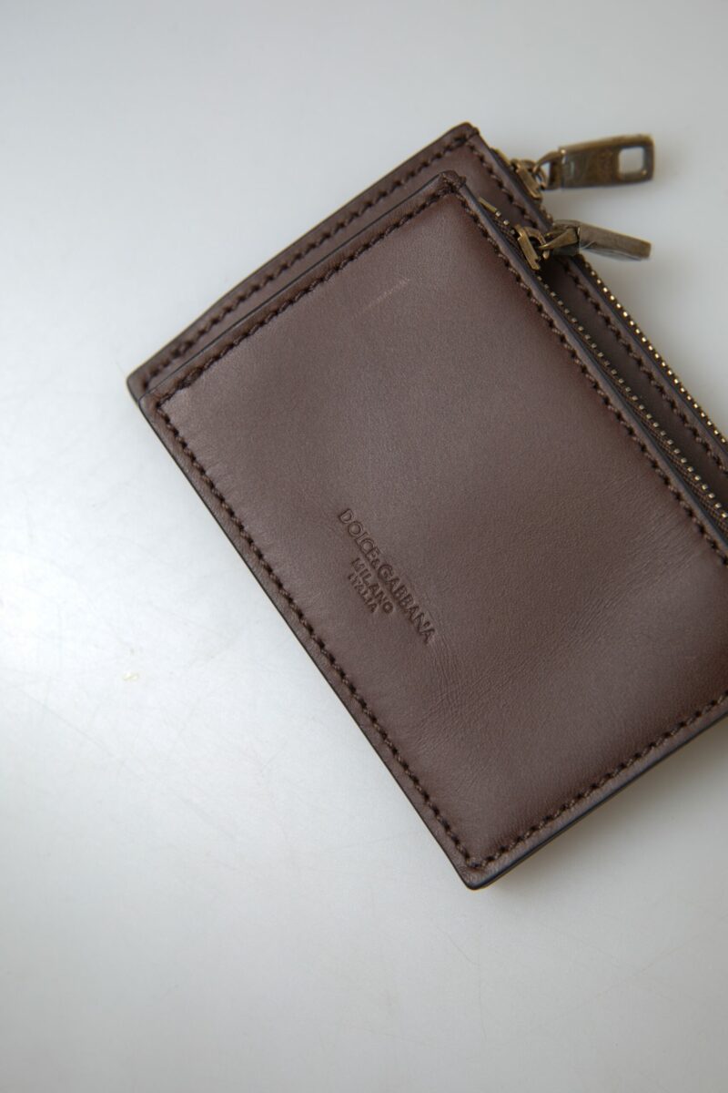 Dolce & Gabbana Elegant Brown Leather Coin Purse Wallet - Image 6