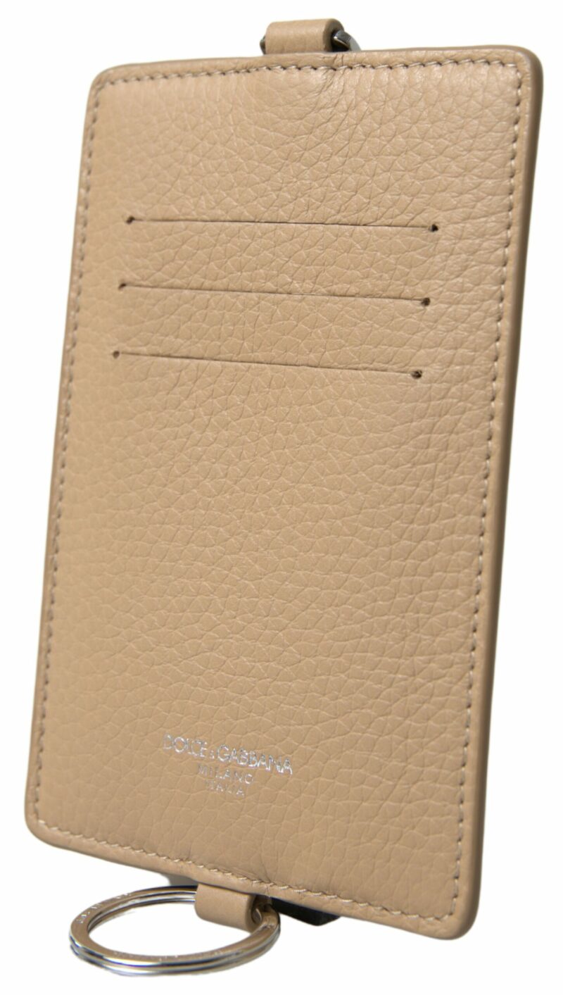 Dolce & Gabbana Elegant Beige Leather Cardholder Wallet - Image 2