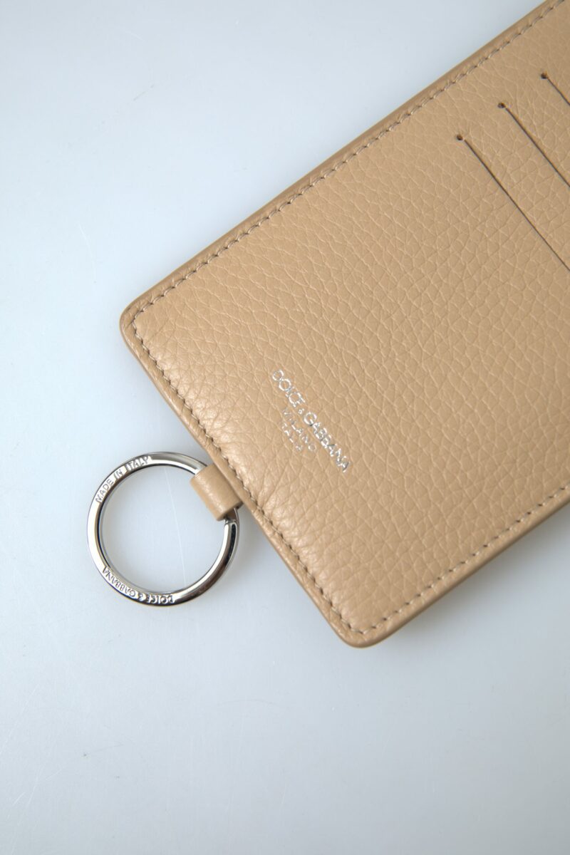 Dolce & Gabbana Elegant Beige Leather Cardholder Wallet - Image 5