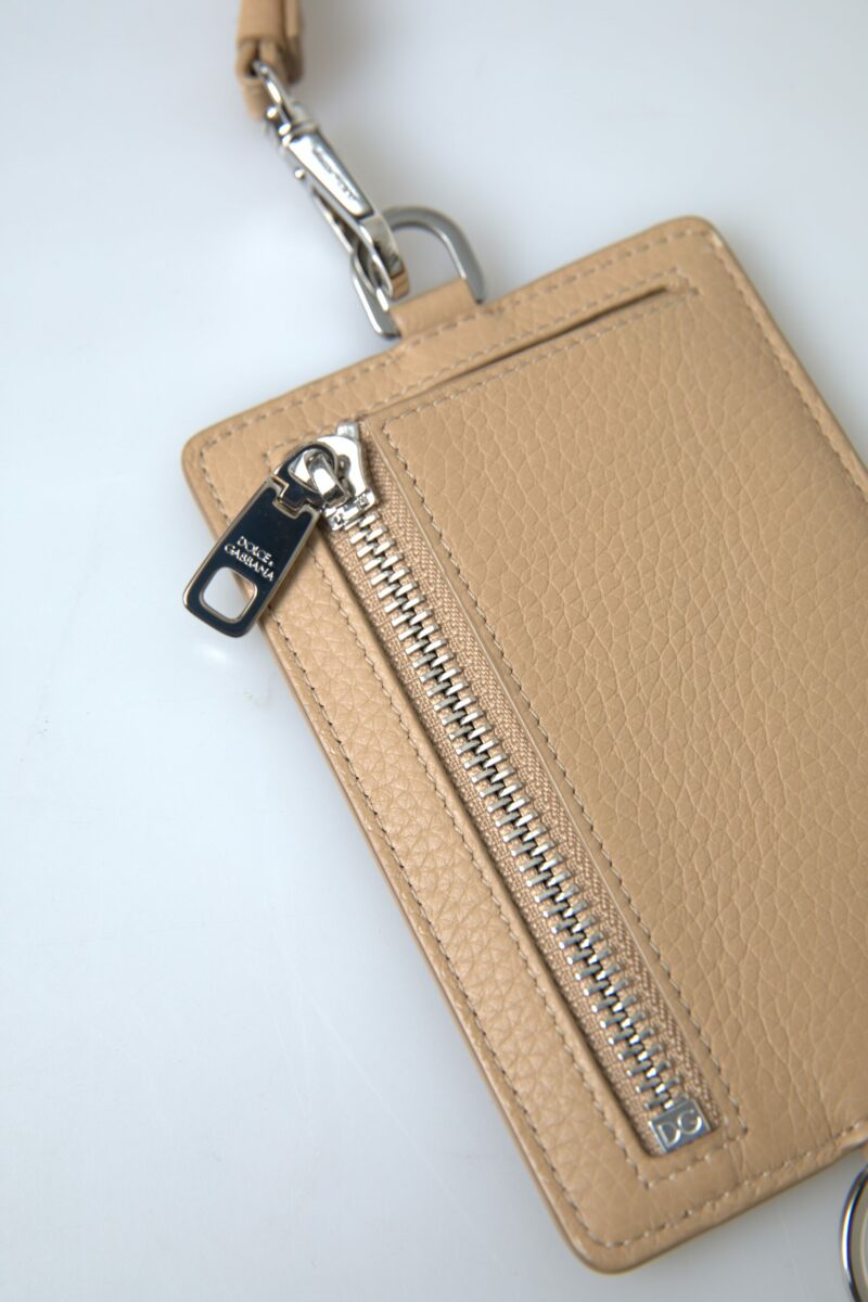 Dolce & Gabbana Elegant Beige Leather Cardholder Wallet - Image 6