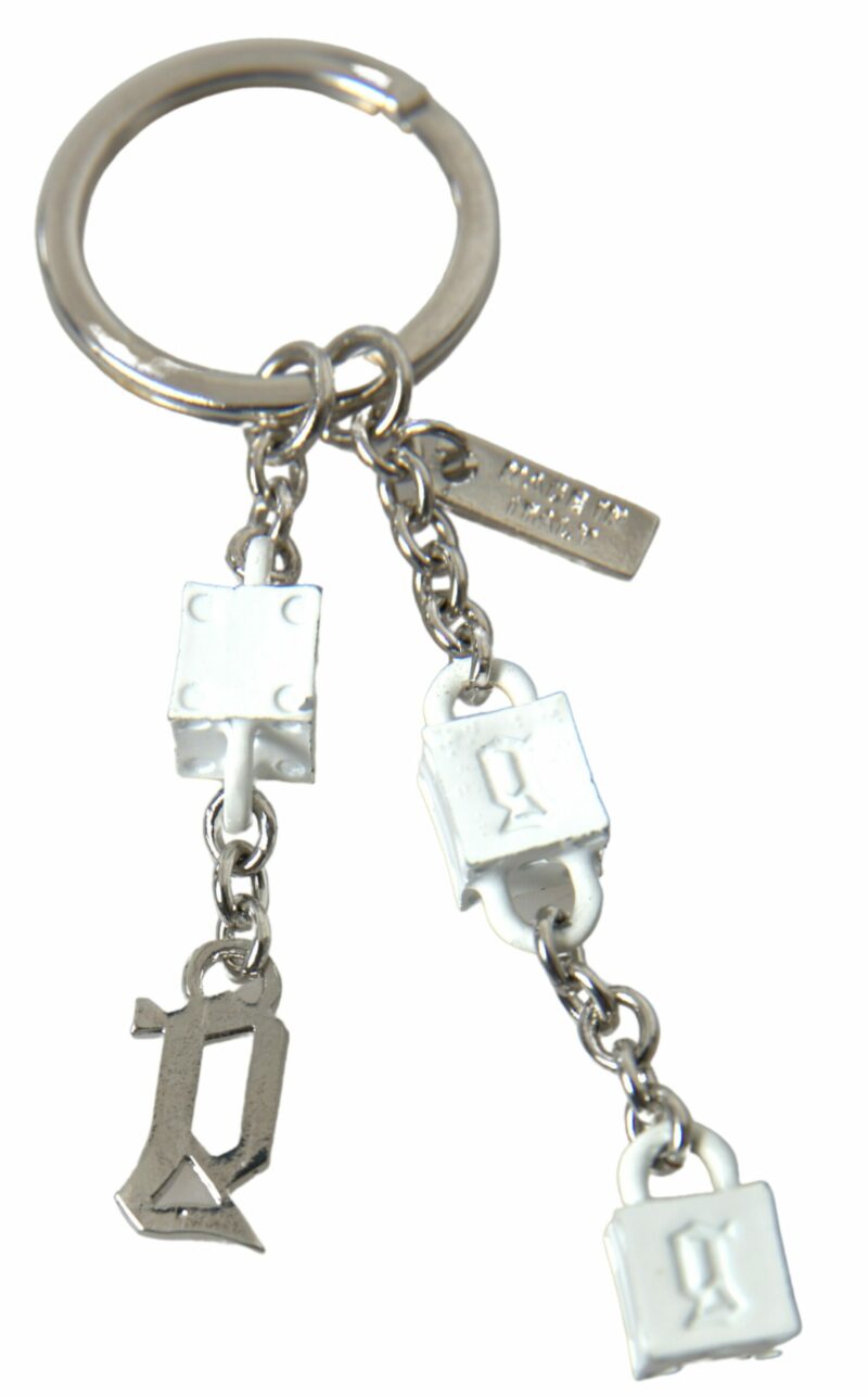 Dolce & Gabbana Silver Brass Logo Charm Keychain - Image 2