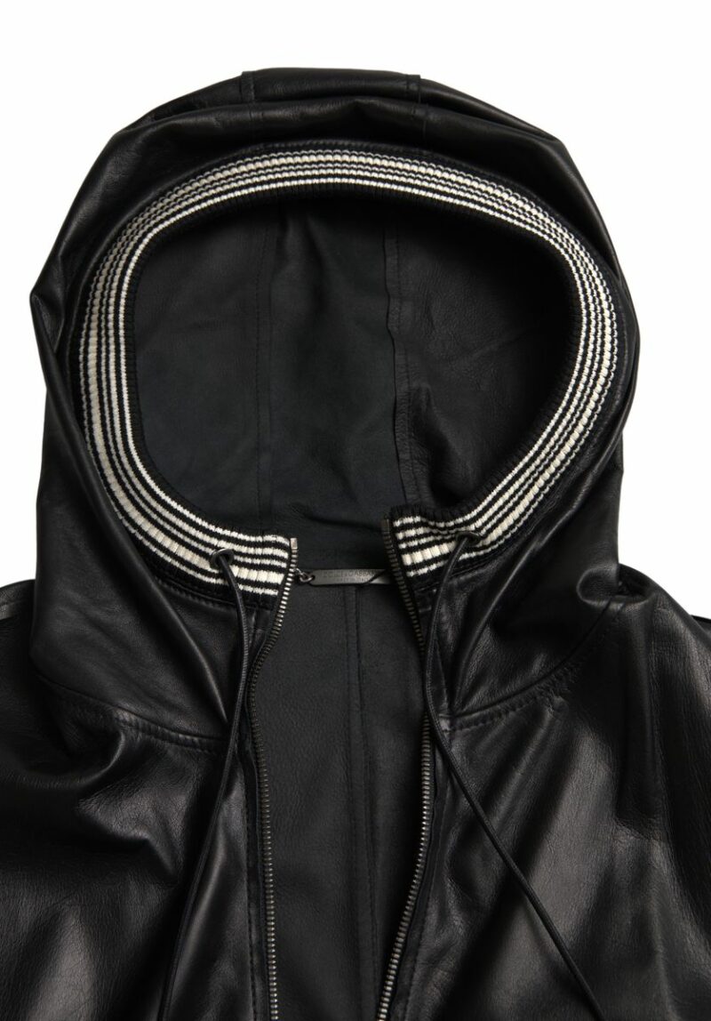 Dolce & Gabbana Elegant Black Leather Bomber Jacket - Image 7