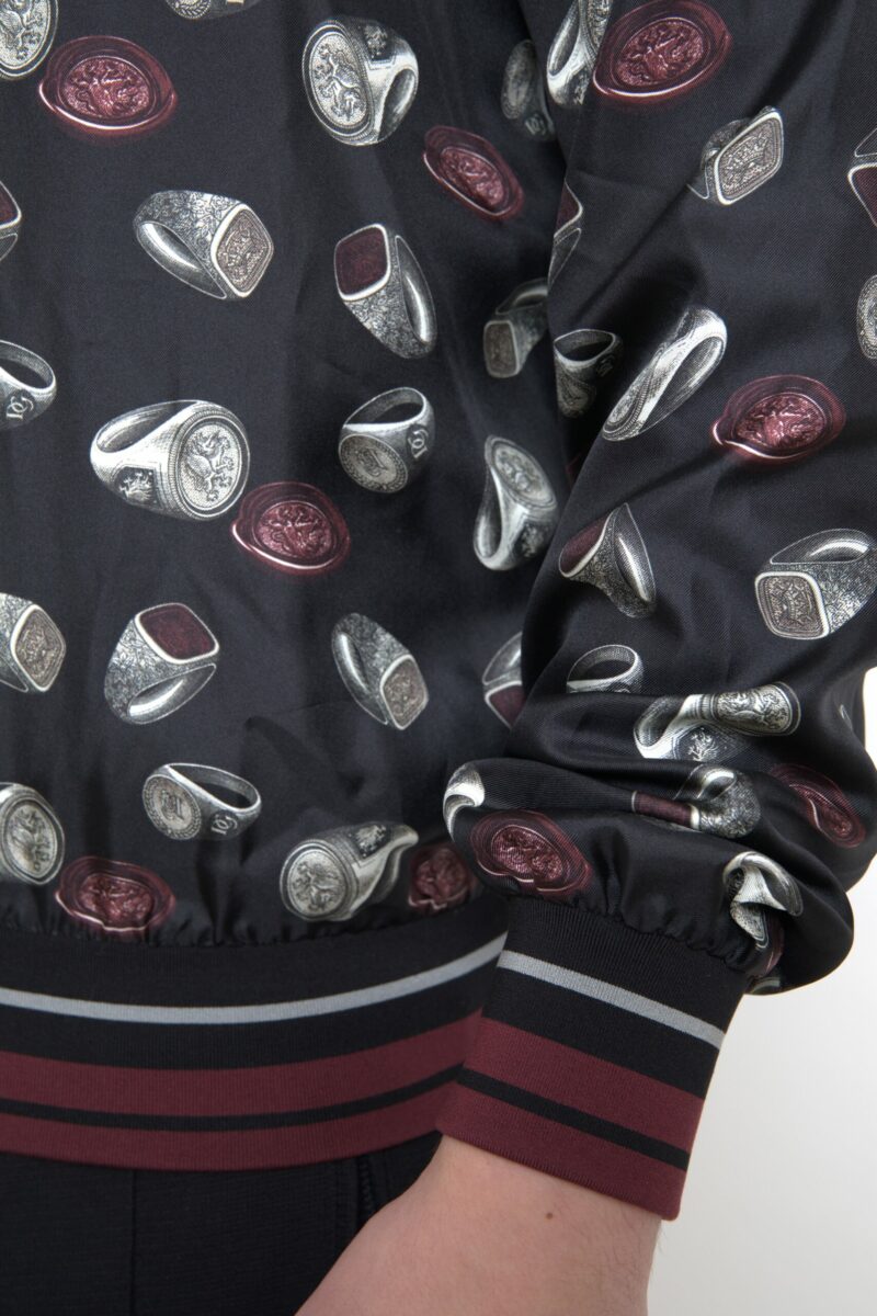 Dolce & Gabbana Elegant Silk Crewneck Pullover - Black Multicolor - Image 4