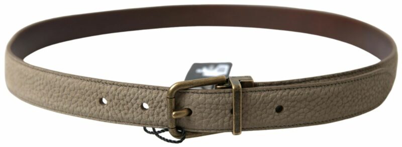 Dolce & Gabbana Elegant Beige Leather Belt with Metal Buckle - Image 2