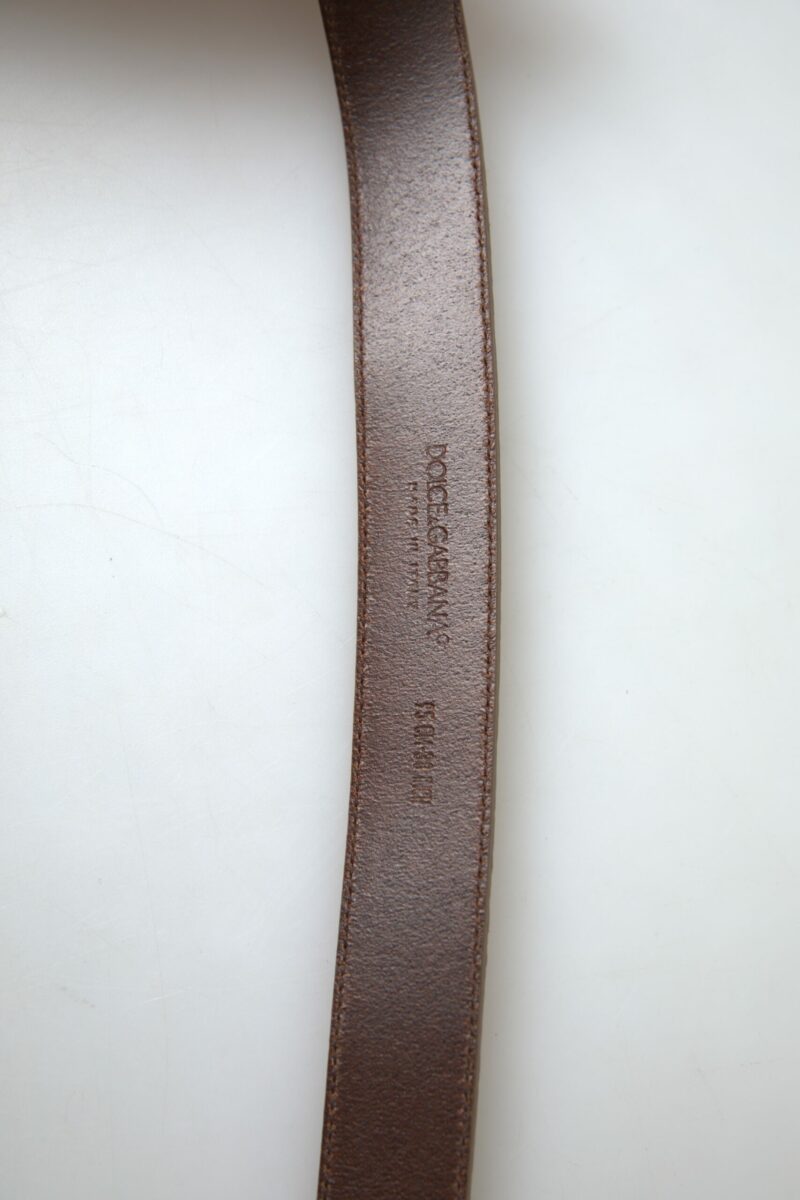 Dolce & Gabbana Elegant Beige Leather Belt with Metal Buckle - Image 3