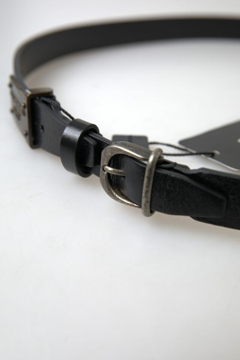 Dolce & Gabbana Elegant Black Leather Belt - Metal Buckle Closure - Image 2