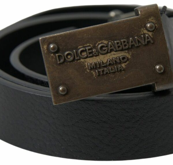 Dolce & Gabbana Elegant Black Leather Belt - Metal Buckle Closure