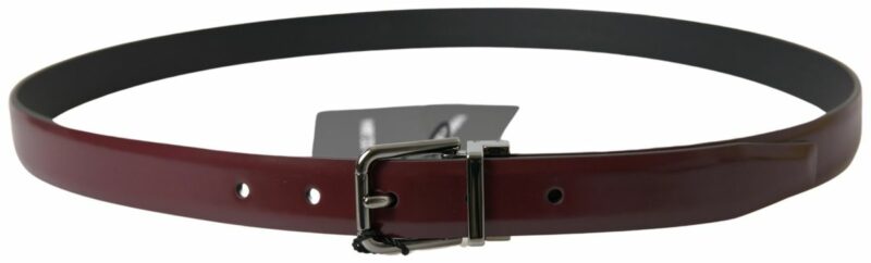 Dolce & Gabbana Elegant Bordeaux Leather Belt with Metal Buckle - Image 2