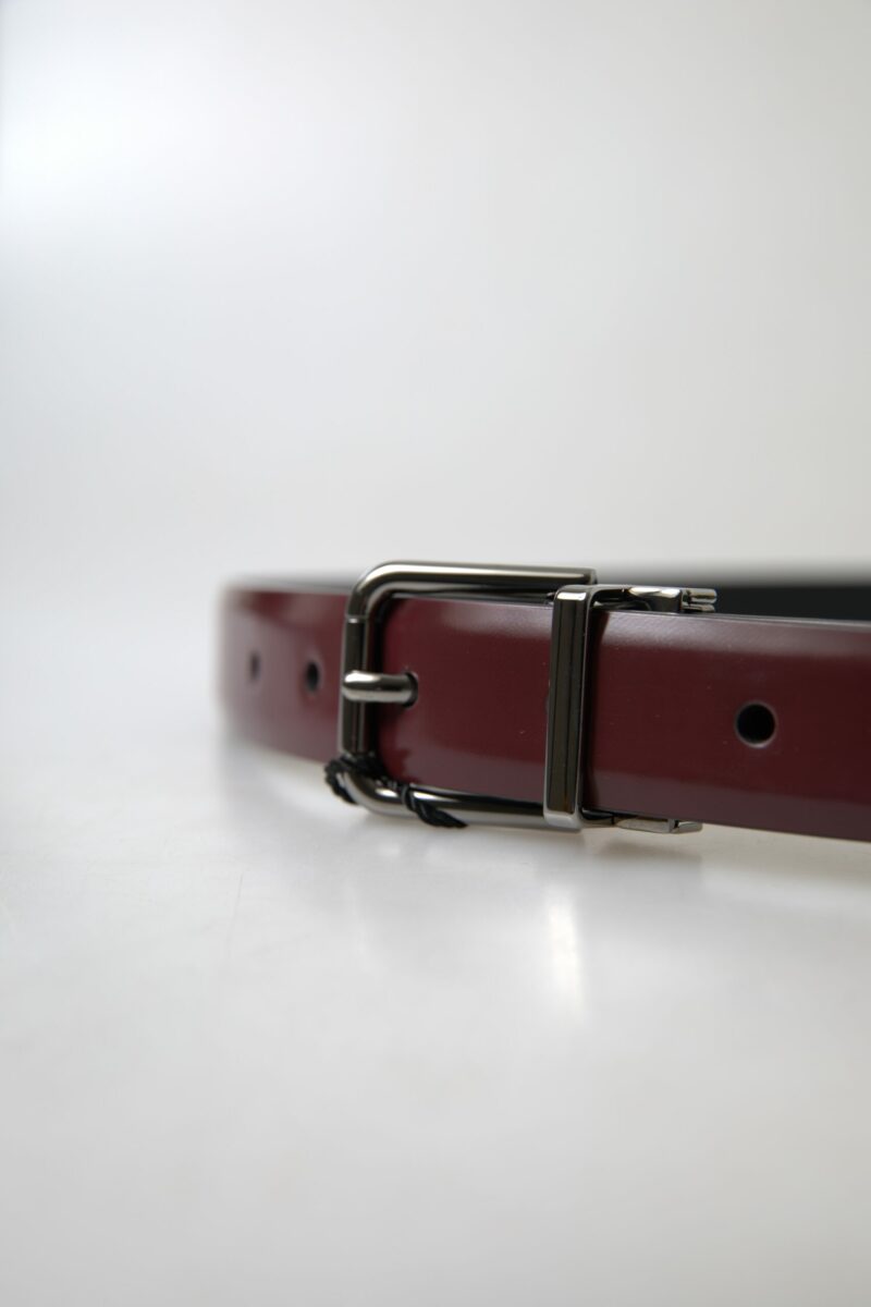 Dolce & Gabbana Elegant Bordeaux Leather Belt with Metal Buckle - Image 3