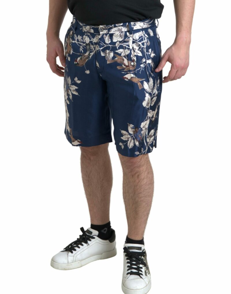 Dolce & Gabbana Silken Floral Bermuda Shorts in Blue - Image 4