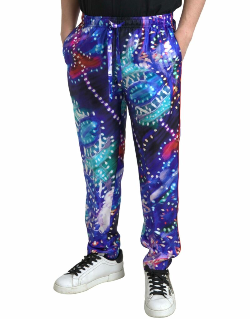 Dolce & Gabbana Multicolor Silk Jogger Pants - Image 3