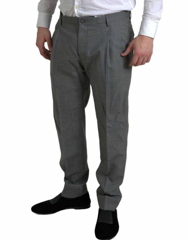 Dolce & Gabbana Elegant Skinny Wool Dress Pants in Grey - Image 3
