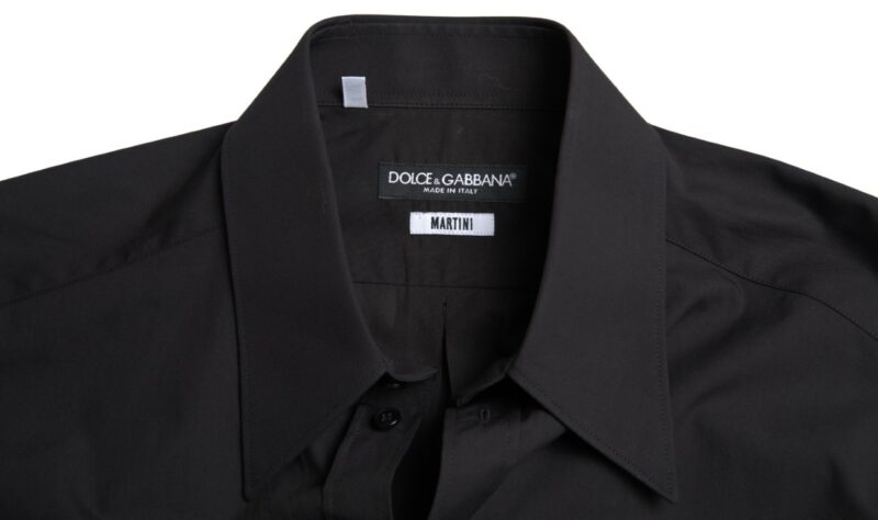 Dolce & Gabbana Elegant Slim Fit Black Cotton Dress Shirt - Image 3