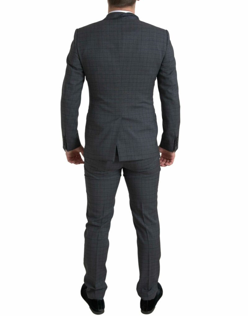 Dolce & Gabbana Elegant Grey Checkered Slim Fit Suit - Image 3