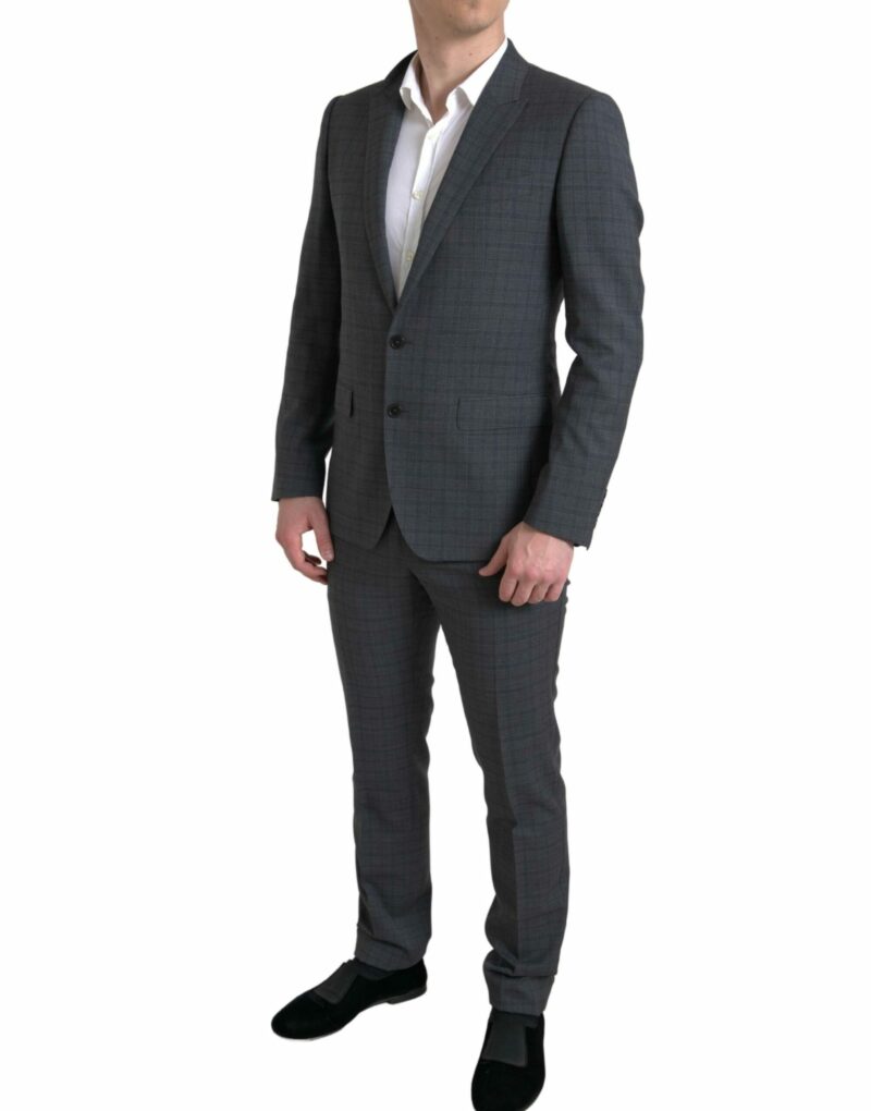 Dolce & Gabbana Elegant Grey Checkered Slim Fit Suit - Image 4