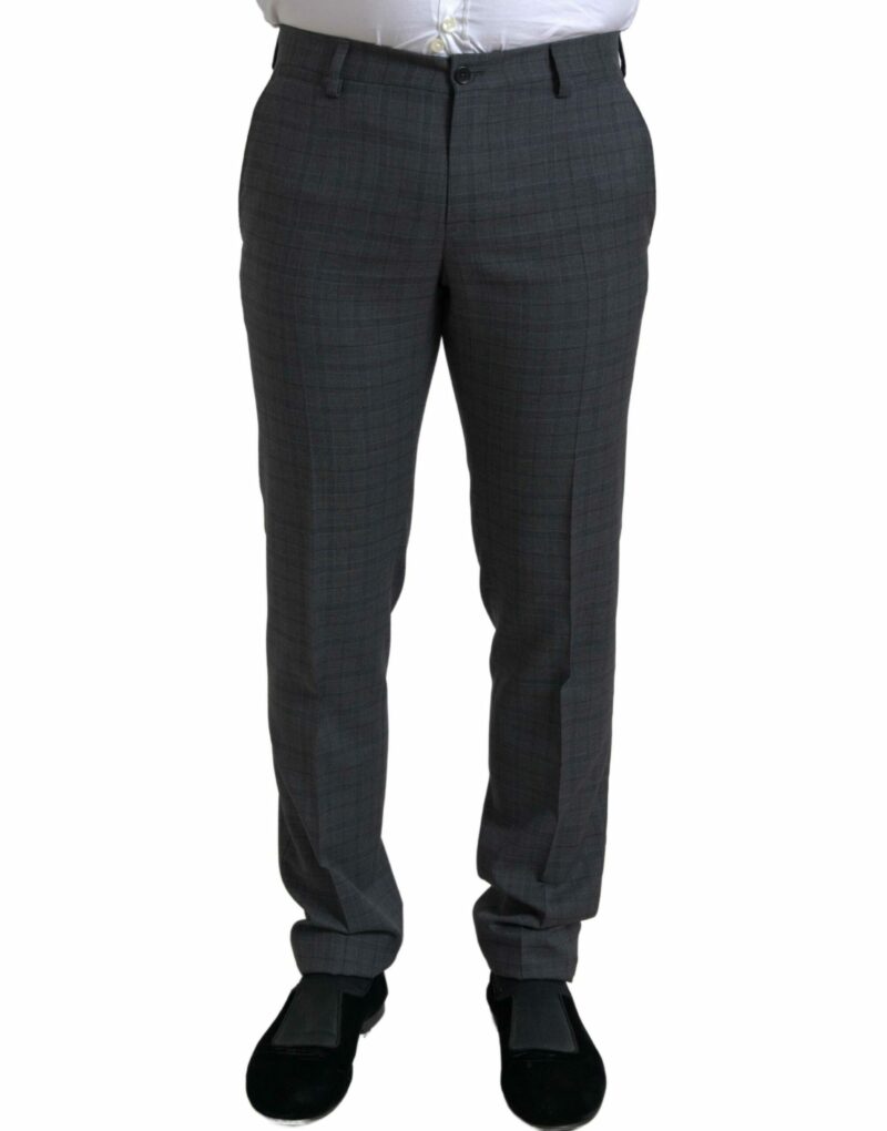 Dolce & Gabbana Elegant Grey Checkered Slim Fit Suit - Image 6