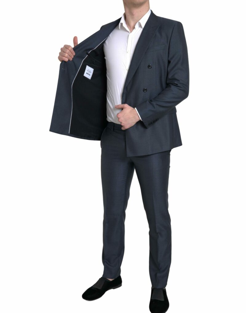 Dolce & Gabbana Elegant Blue Silk Blend Martini Suit - Image 6