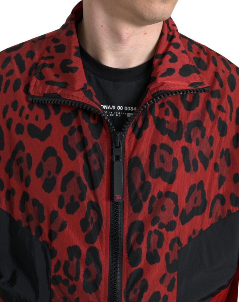 Dolce & Gabbana Red Leopard Zip Sweater Jacket - Image 3