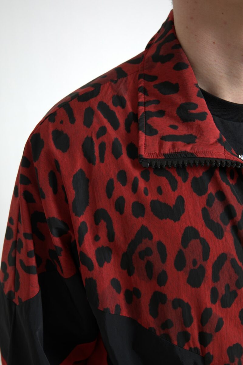 Dolce & Gabbana Red Leopard Zip Sweater Jacket - Image 4